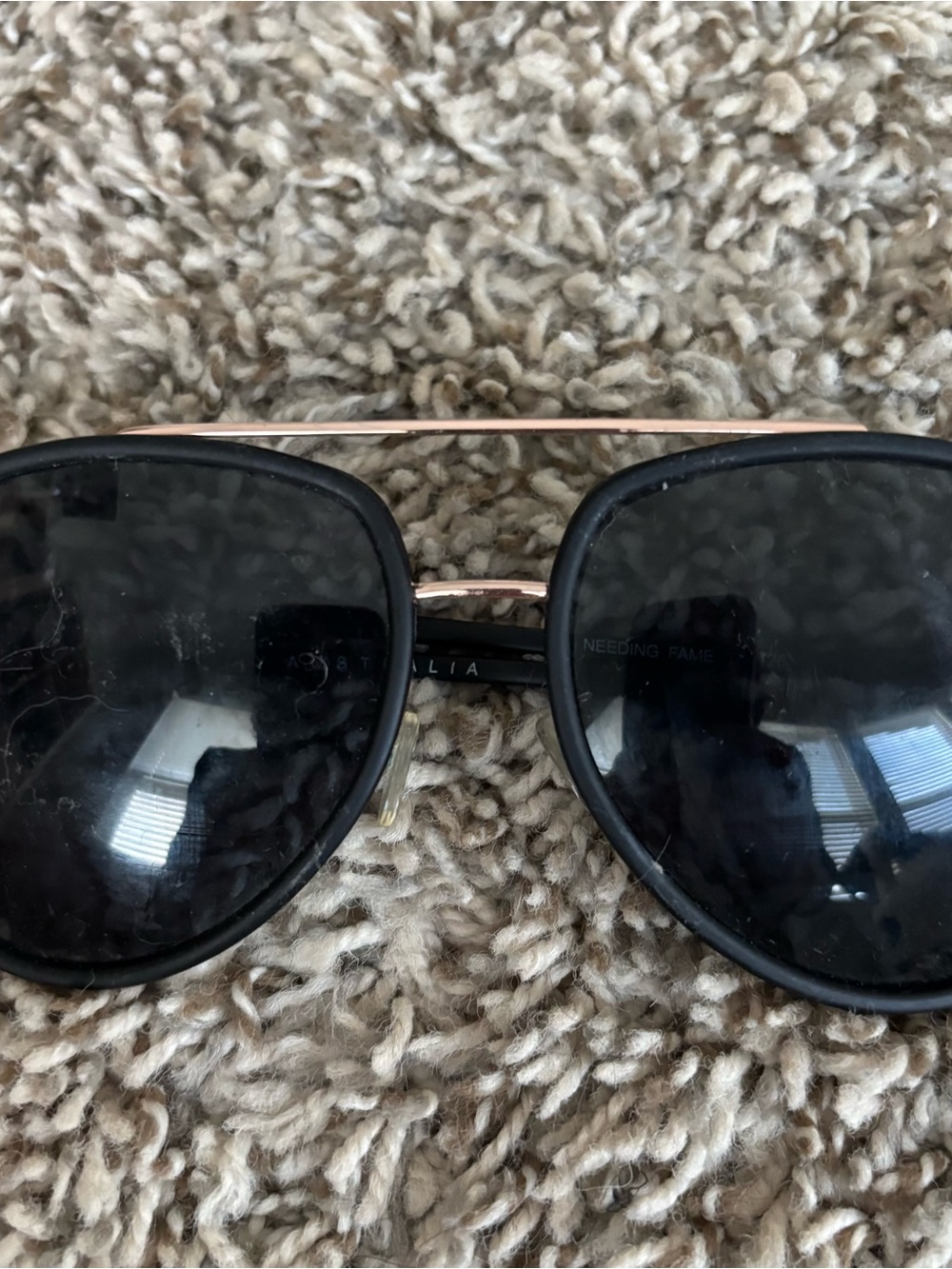 Black Aviator Sunglasses with Rose Gold Double Bridge quay australia